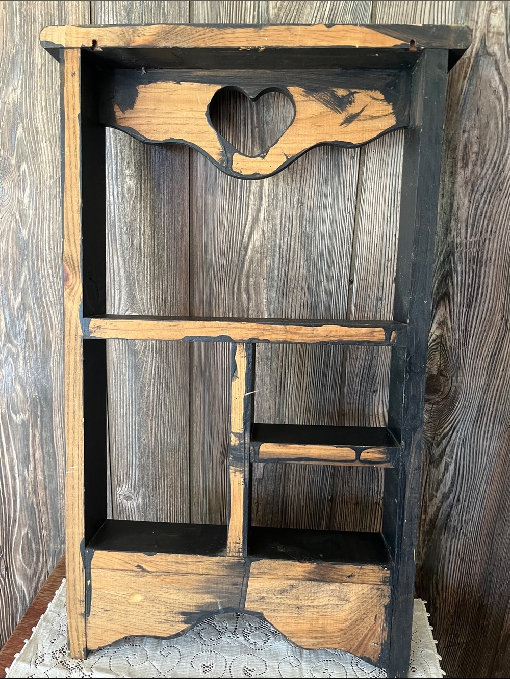 Black Wood Heart Shelf Wall Decor - Rustic Home Accent - Picture 5 of 5